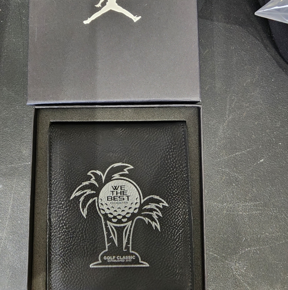 Black Leather Wallet with Golf Design